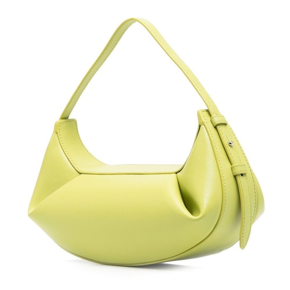 Yellow Curved Shoulder Bag with Top Strap